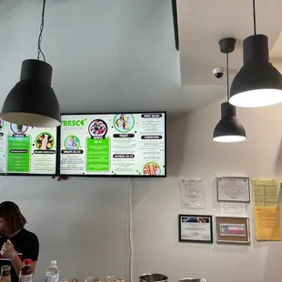 menus on the wall