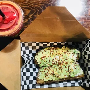 avocado toast and a smoothie