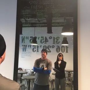 Mirror with part of the menu (they also have printed menus)