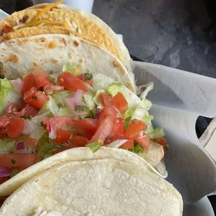 Sweet potato taco, Fresco taco and blackened shrimp taco