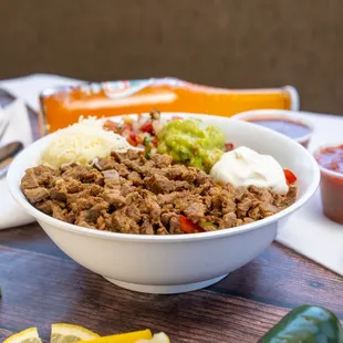 a bowl of ground beef and vegetables