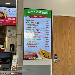 the menu for the restaurant