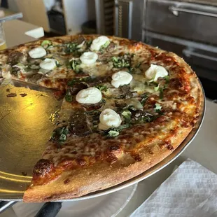 Medium meatball pizza.