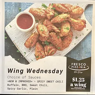 Wing Wednesday special. More flavors than what&apos;s on the website.