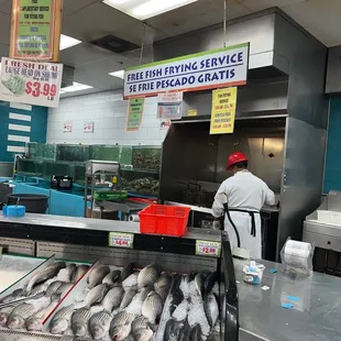 Fish frying service is not the best.  They only had one fryer going instead of two. Now we're waiting twice as long