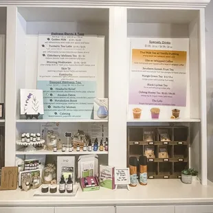 a display of various items