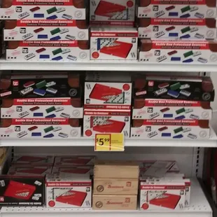 Behind the customer service desk they have professional edition dominoes.