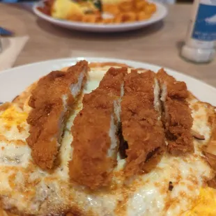 Chorizo chicken and waffle without the sauce..