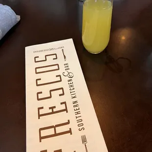 Mimosa and menu