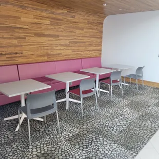 tables and chairs in a restaurant