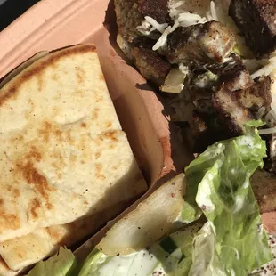 Pita, side salad, and lamb with basmati rice!!