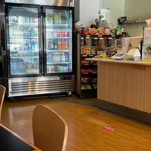 Variety of drinks and snacks
