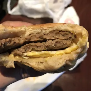 Sausage, egg and cheese croissant! It came with 2patties!