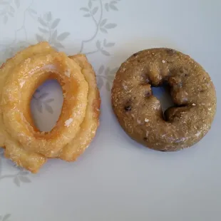 Old-fashioned glazed donut ($0.89), blueberry cake donut ($0.89)