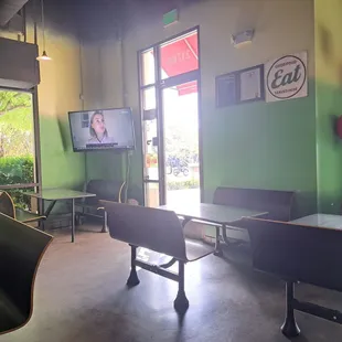 Lots of seating with big tvs from different views