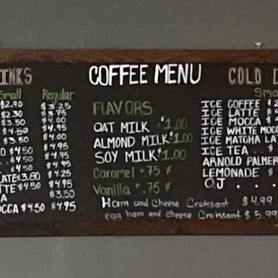 Drink prices 9/17/22