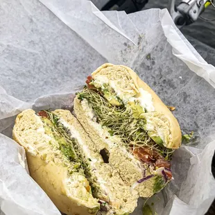 grabbed a Heavenly Veggie w/ Onion Bagel to-go. so good!