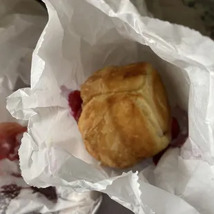 Fruit and cream smashed and raw inside