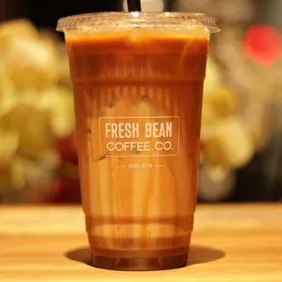 a cup of fresh bean coffee