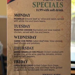 Lunch Specials every day.