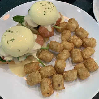 Portuguese Sausage Eggs Mochi Waffle Eggs Benedict