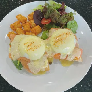 Smoked Salmon Mochi Waffle Benedict