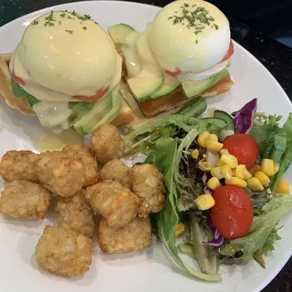 Veggie Mochi Waffle Benedict