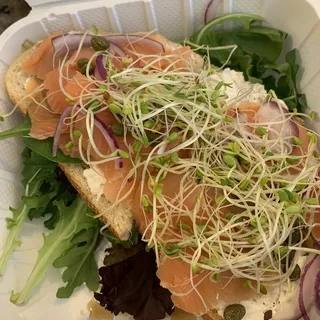 Smoked Salmon Toast Plus greens