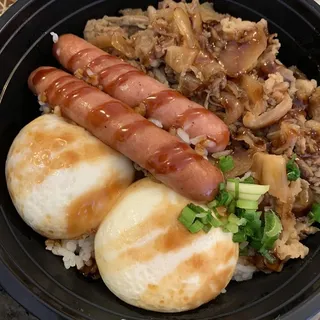 Sukiyaki Beef Poached Eggs on Rice