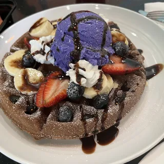Brownie Waffle with Trio Fruit