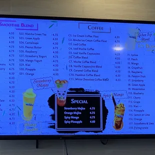 Fresh Boba drink menu