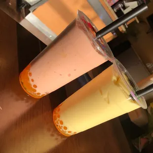 Mango strawberry and mango with popping boba