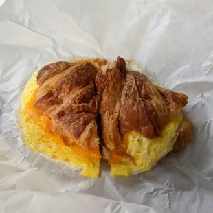 Egg and cheese croissant sandwich