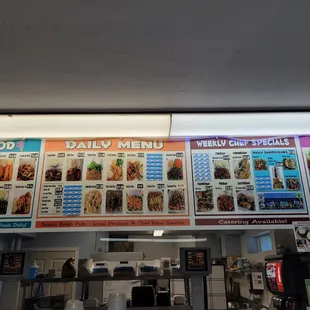 Larger menu for meals.