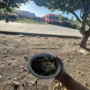 Bowl of kalua pork with mac salad