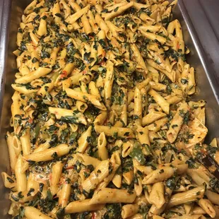 Spinach penne pasta. Choose any meat with 2 sides and drink for as low as $8.49. We are on UBEREATS