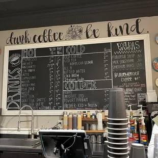 a menu on a chalkboard