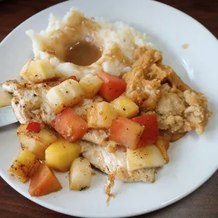 Mashed potatoes and sweet potato casserole