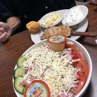 Grilled pork ,chef salad