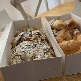 Pistachio, Almond, Blueberry, Apple, Chocolate Almond and plain croissant....