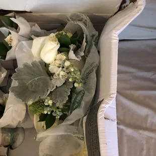 How my bouquet came from Costco. The top of it was completely smashed.