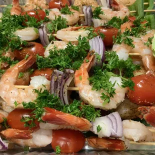 Gourmet Shrimp Kabob Skewers - Seafood Catering