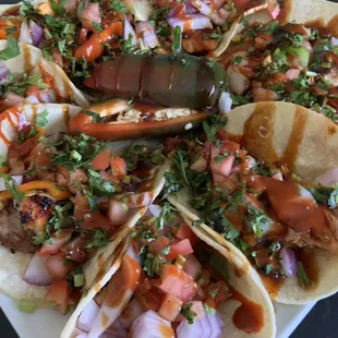 Grilled Teriyaki &amp; Sriracha Infused Salmon Tacos