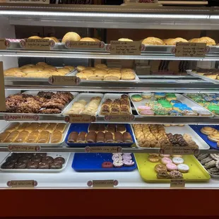 a display case full of donuts