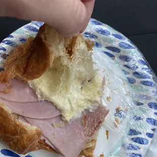 a ham sandwich on a plate