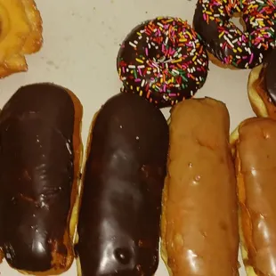 a variety of doughnuts in a box