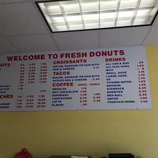 The menu