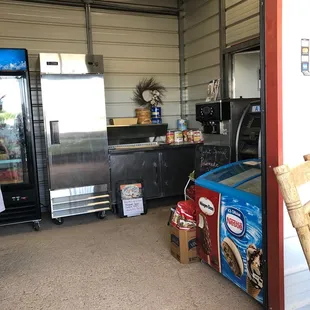 a refrigerator, freezer, and other items