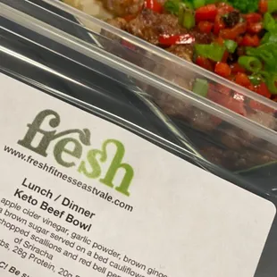 Each container is labeled with ingredients and nutritional facts. We provide 4 oz of protein per serving.