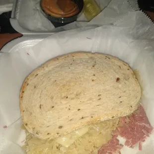 Rueben sandwich. Came with a very tasty pickle!